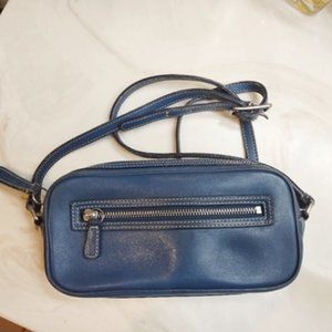 Vintage Coach Leather Crossbody Bag,  Denim Blue, VGUC!